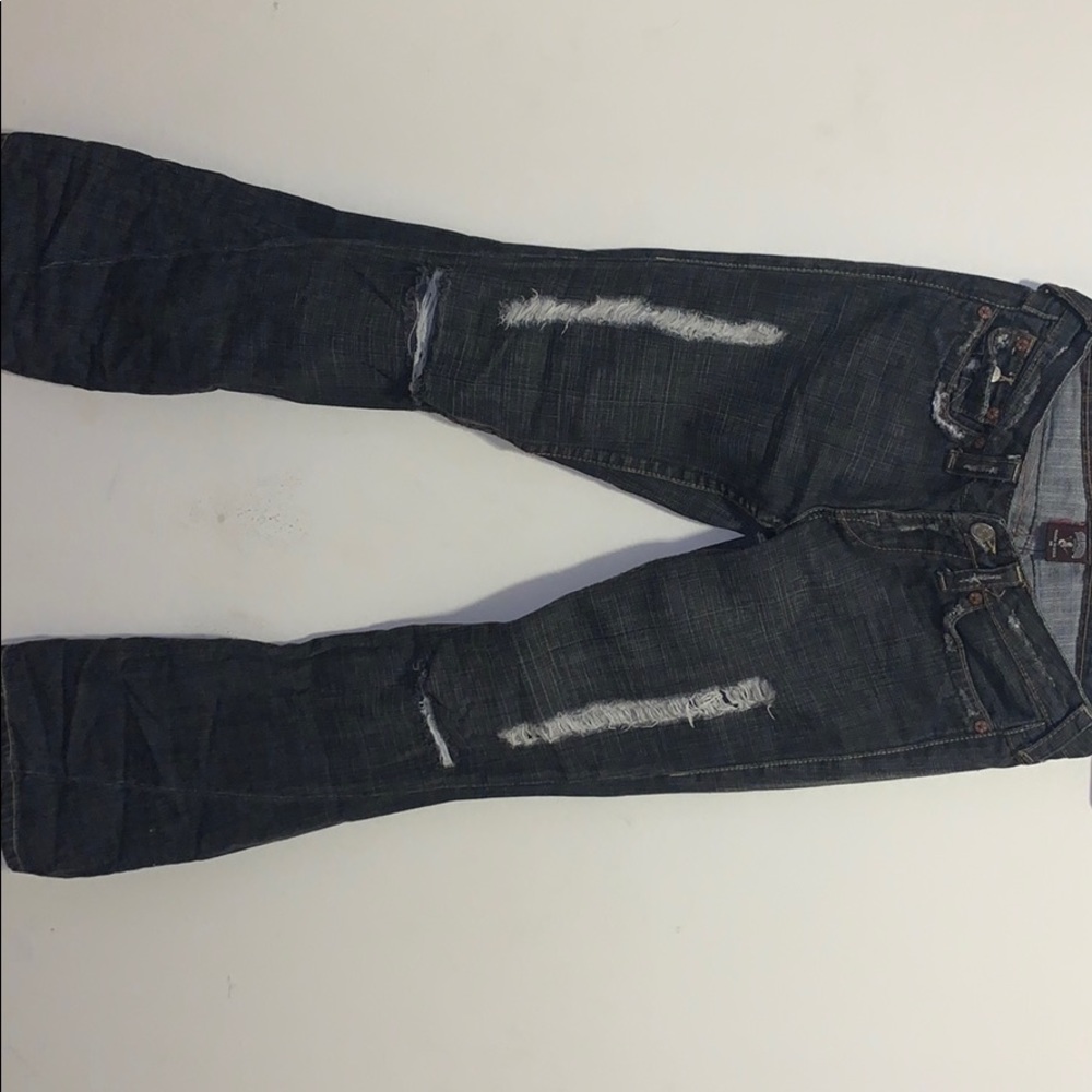 Black True Religion ripped jeans